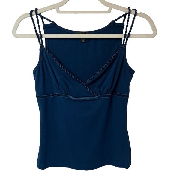 Bebe Braided Navy V-Neck Camisole Top Navy Size M - Picture 2 of 4